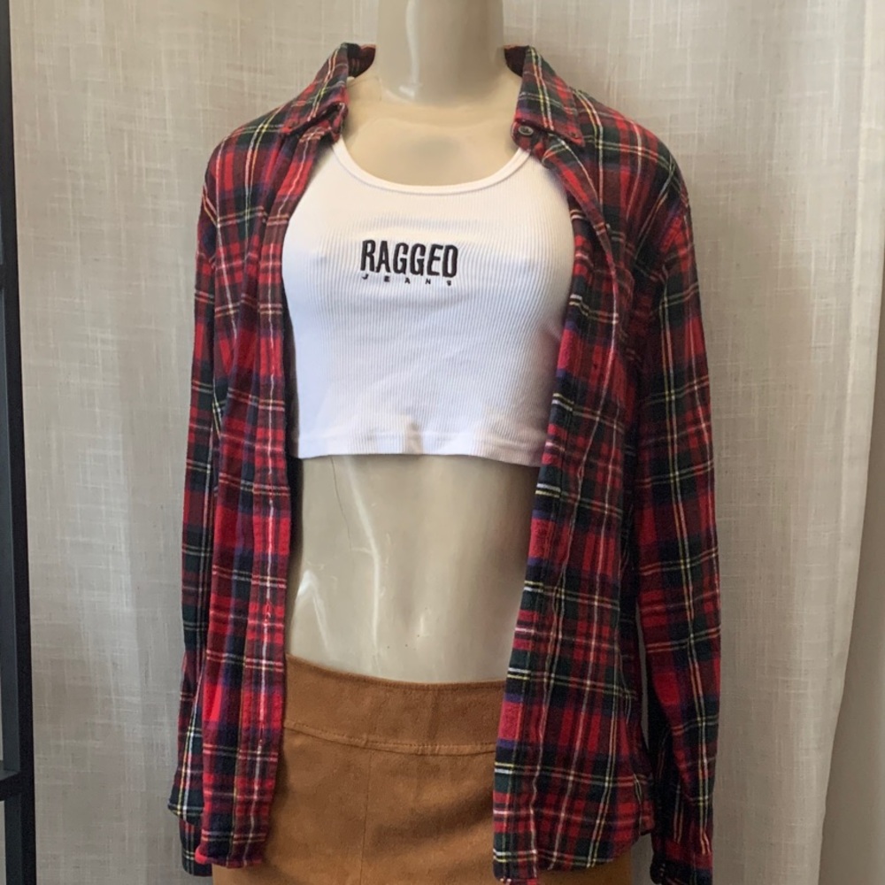 LL Bean Red Plaid Flannel Long Sleeve